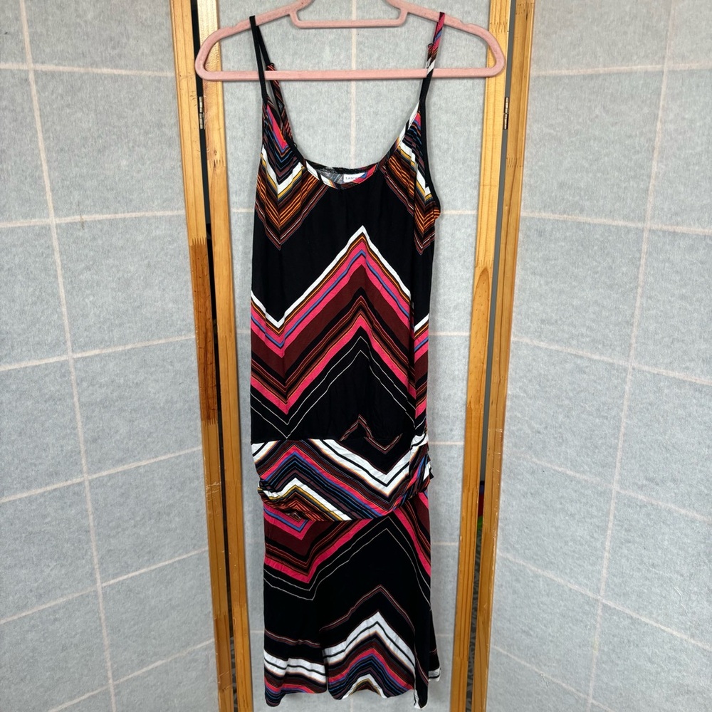 Lascana Spaghetti Strap Zig Zag Black Tank Dress‎ Women's Sz 4
